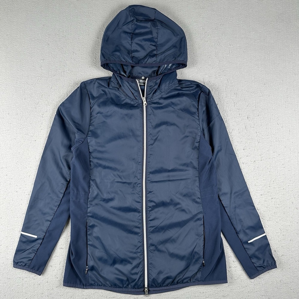 Sunice Blair Packable Jacket Women's‎ Small Navy Blue Water Repellent Hooded